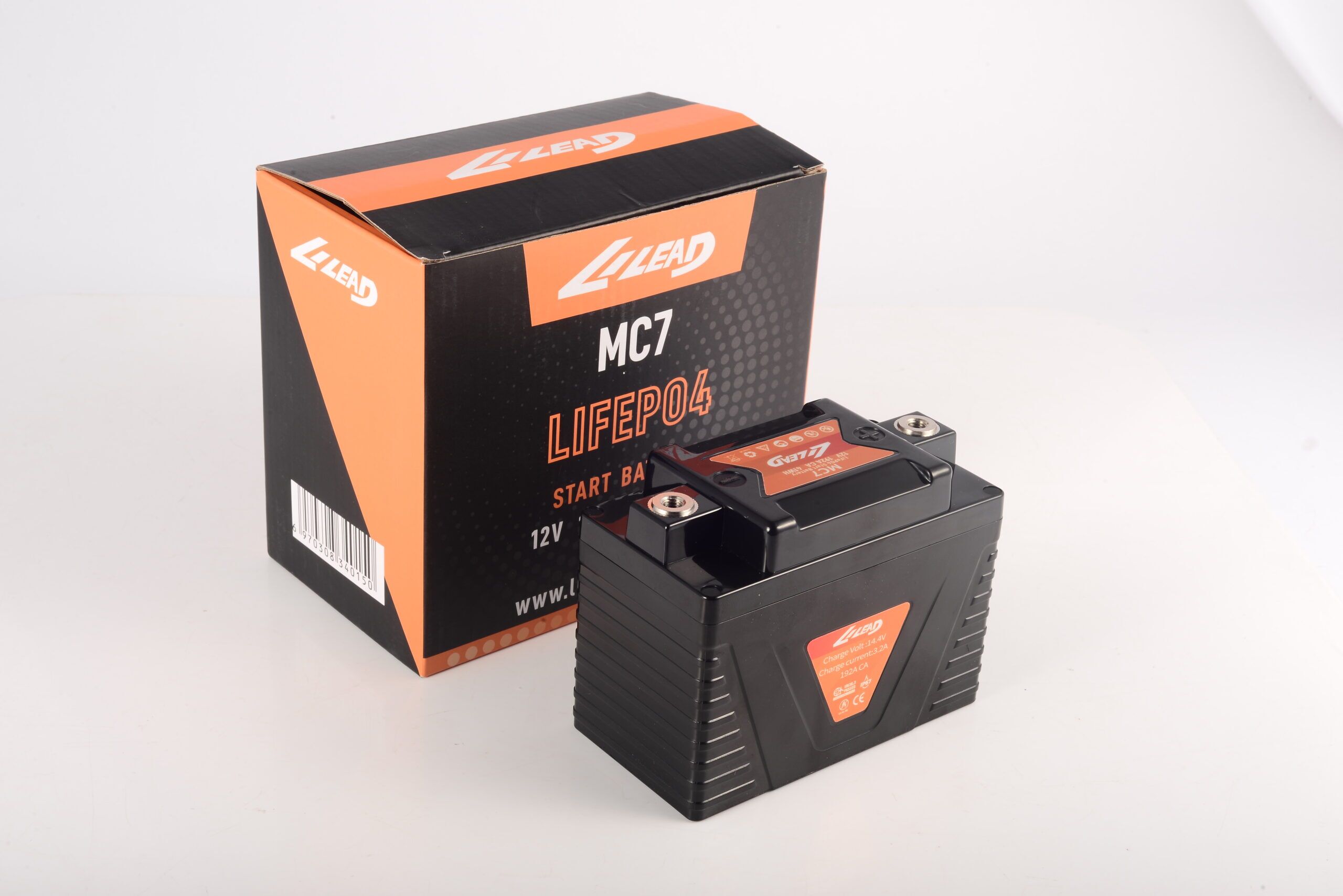 MC7 LIFEPO4 Motorradbatterie 12V – 3,2Ah - 192CCA mit Entladeschutz
