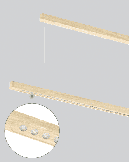 Holz Pendelleuchte WOODY - DB198-1200-34W-IP20-IK03-4600lm – Bild 3
