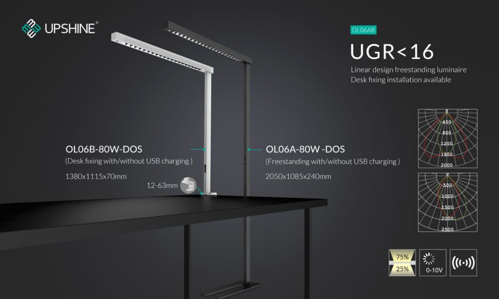 Tischleuchte SLIM DESK - OL06B-80W-IP20-9300lm UGR16 weiss