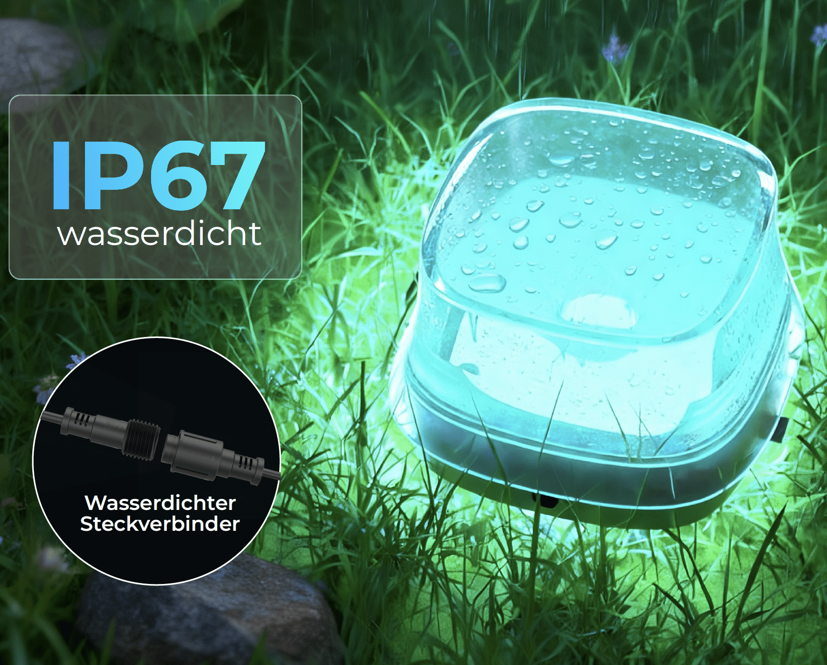 Garten- und Wegbeleuchtung RGBCW, mit transparenter Abdeckung, SMART, IP67, 15 Leuchten, 18m – Bild 4